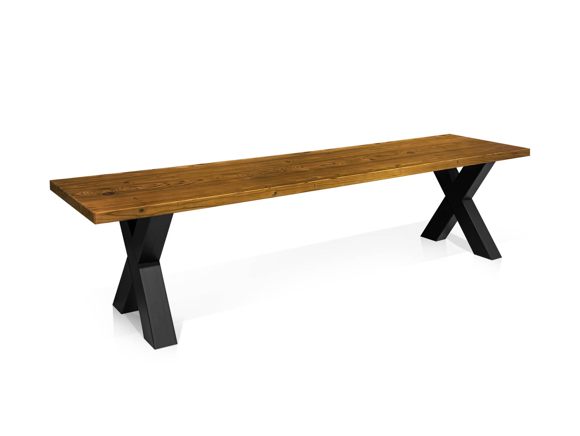 ALABAMA Sitzbank mit X-Beinen, Altholzoptik, Material Massivholz, THERMO-Fichte lackiert von Möbel-Eins