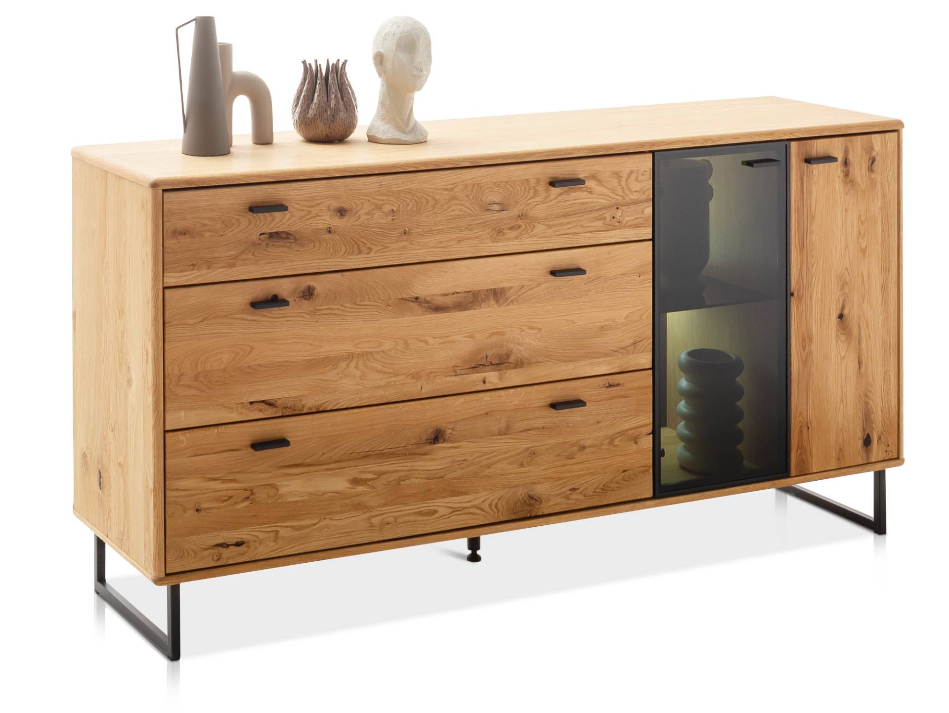 ALMERIO Sideboard, Wildeiche teilmassiv, anthrazitfarbig von Möbel-Eins