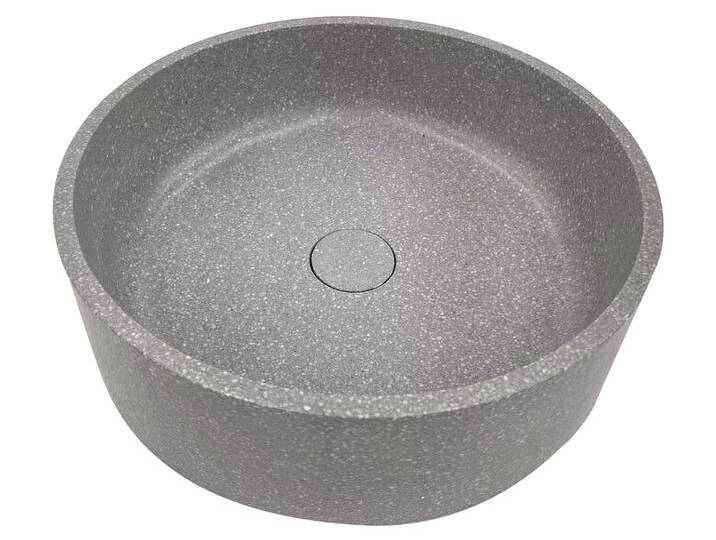 BERONE Aufsatzwaschbecken, Material Terrazzo, rund, hellgrau von Möbel-Eins
