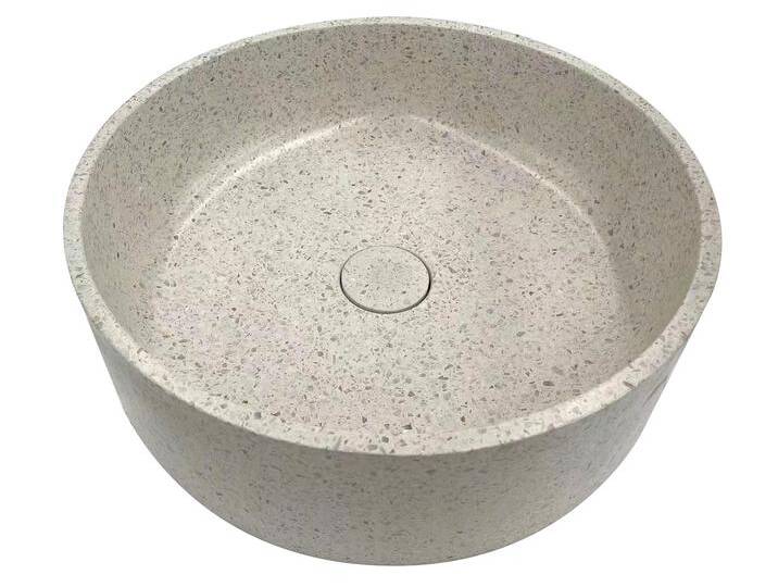 BERONE Aufsatzwaschbecken, Material Terrazzo, rund, weiss BERONE Aufsatzwaschbecken, Material Terrazzo, rund, weiss von Möbel-Eins