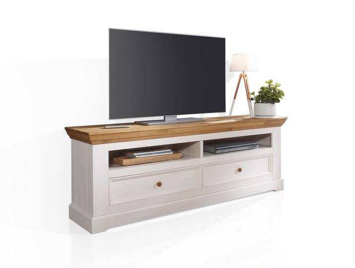 BORNHOLM Lowboard II, Material Massivholz, Kiefer weiss, 2 offene Fächer, 2 Schubkästen, eichefarbig BORNHOLM Lowboard II, Material Massivholz, Kiefer weiss, 2 offene Fächer, 2 Schubkästen, eichefarbig von Möbel-Eins