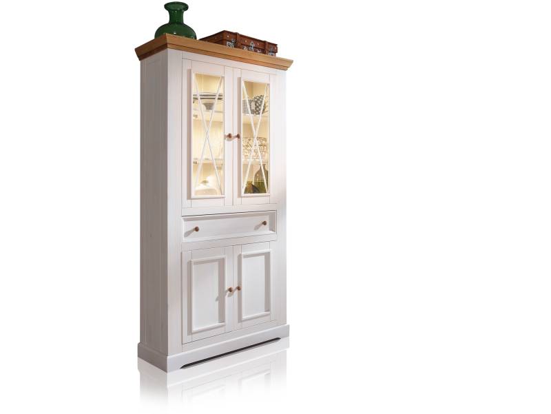 BORNHOLM Vitrine II, Material Massivholz, Kiefer weiss / eichefarbig BORNHOLM Vitrine II, Material Massivholz, Kiefer weiss / eichefarbig von Möbel-Eins