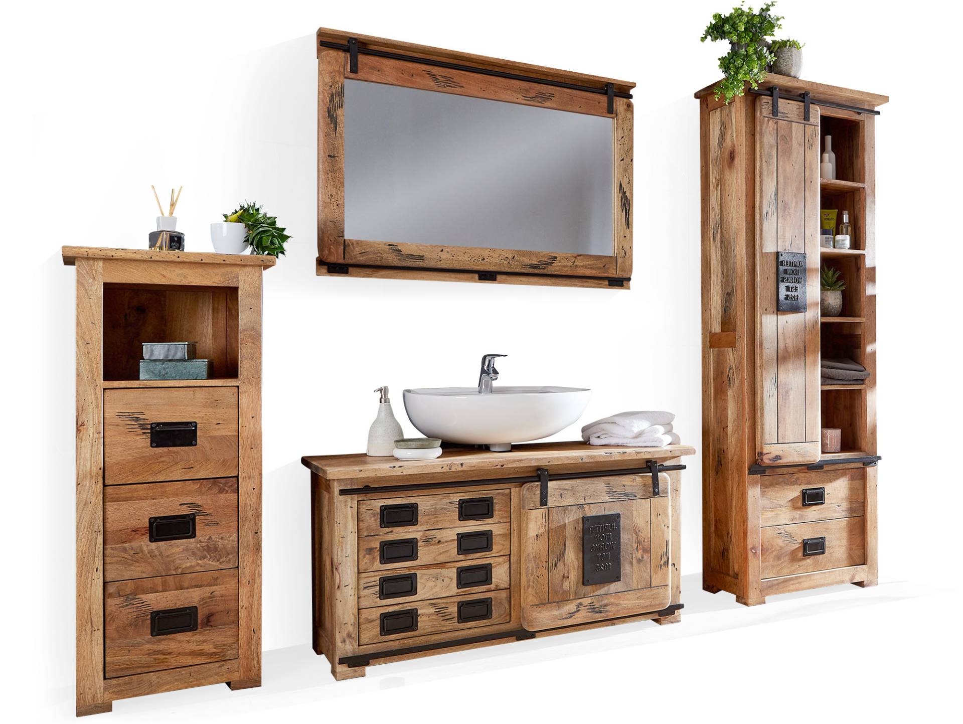 BRISTOL Badezimmerset I, Material Massivholz, Mango rustikal BRISTOL Badezimmerset I, Material Massivholz, Mango rustikal von Möbel-Eins