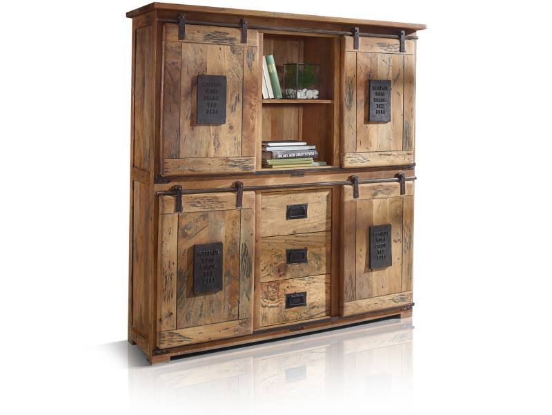 BRISTOL Highboard IV, Material Massivholz, Mango rustikal von Möbel-Eins