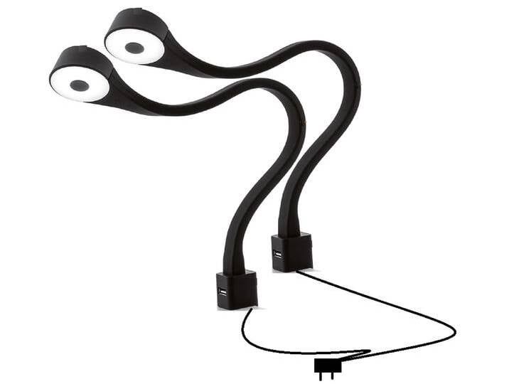 Bett Beleuchtung mit USB Anschluss 2er Set Gehäuse weiss Bett Beleuchtung mit USB Anschluss 2er Set Gehäuse weiss von Möbel-Eins