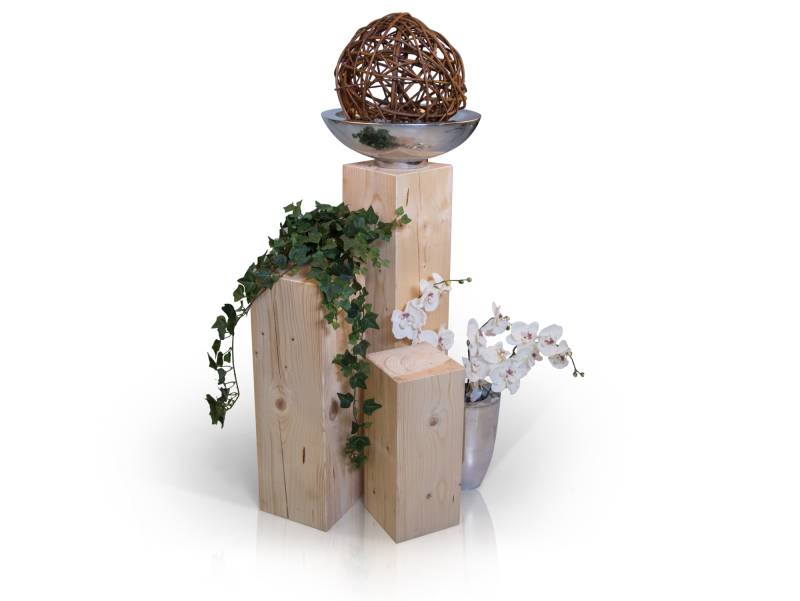 Blumensäulen 3-er Set, Material Massivholz, Fichte massiv von Möbel-Eins