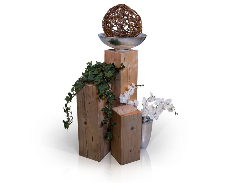 Blumensäulen 3-er Set, Material Massivholz, Fichte massiv von Möbel-Eins
