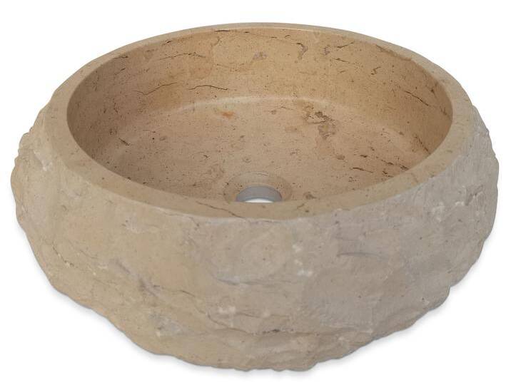 CALERO Aufsatzwaschbecken, Naturstein, rund, Marmor beige von Möbel-Eins