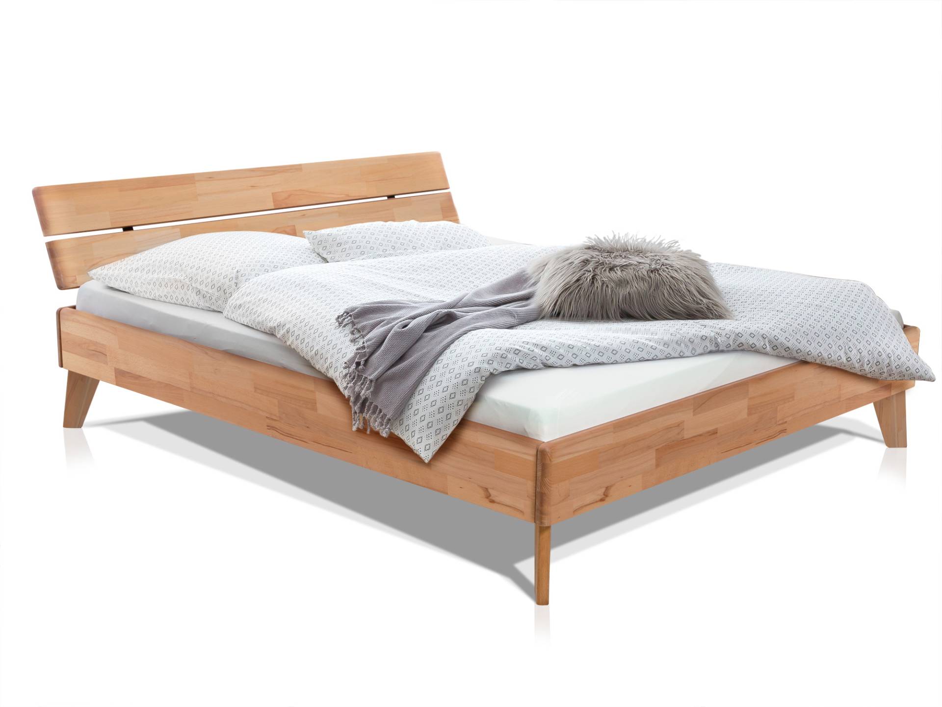 CALIDO 4-Fuß-Bett mit Kopfteil, Material Massivholz von Möbel-Eins