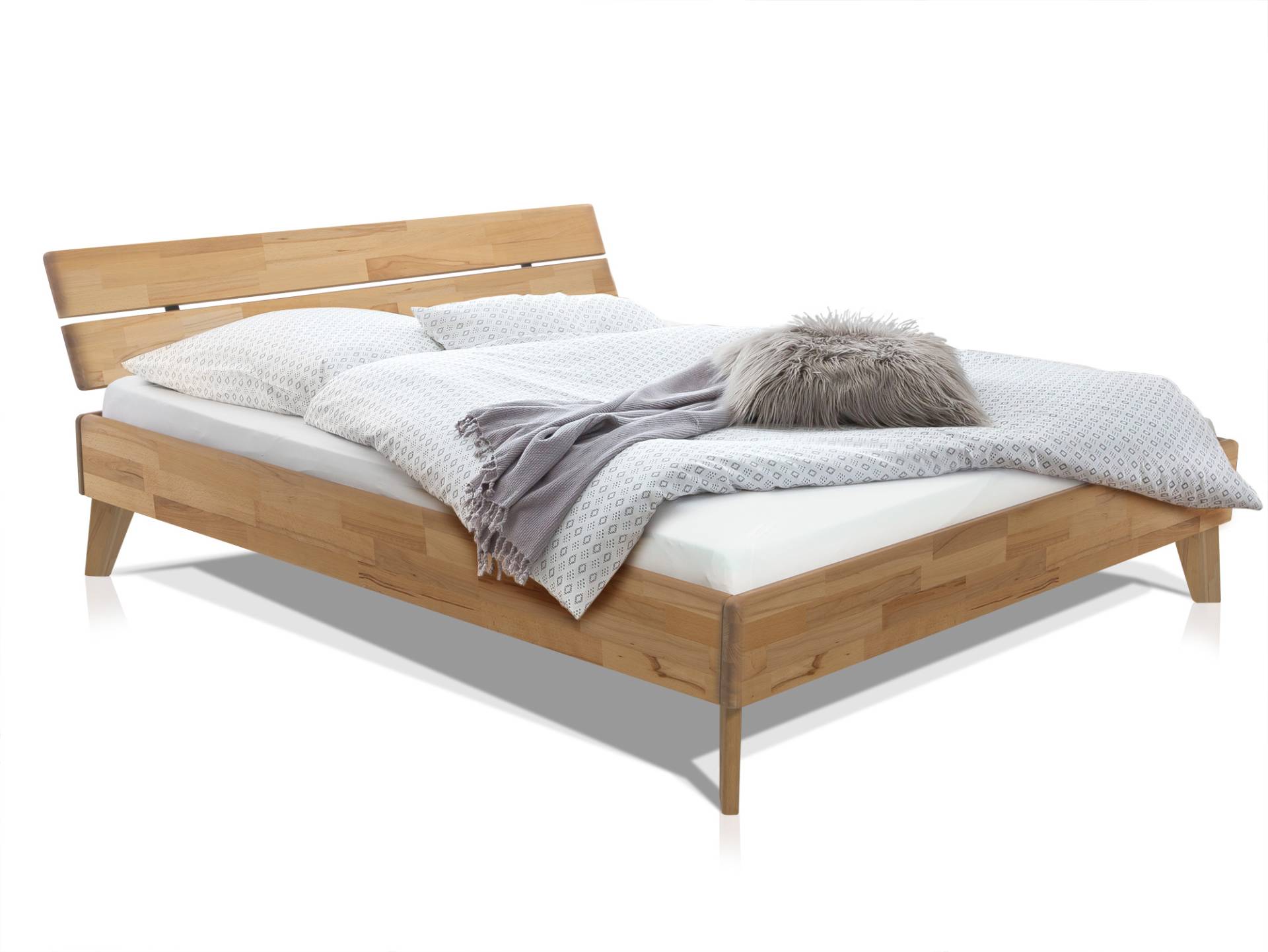 CALIDO 4-Fuß-Bett mit Kopfteil, Material Massivholz von Möbel-Eins