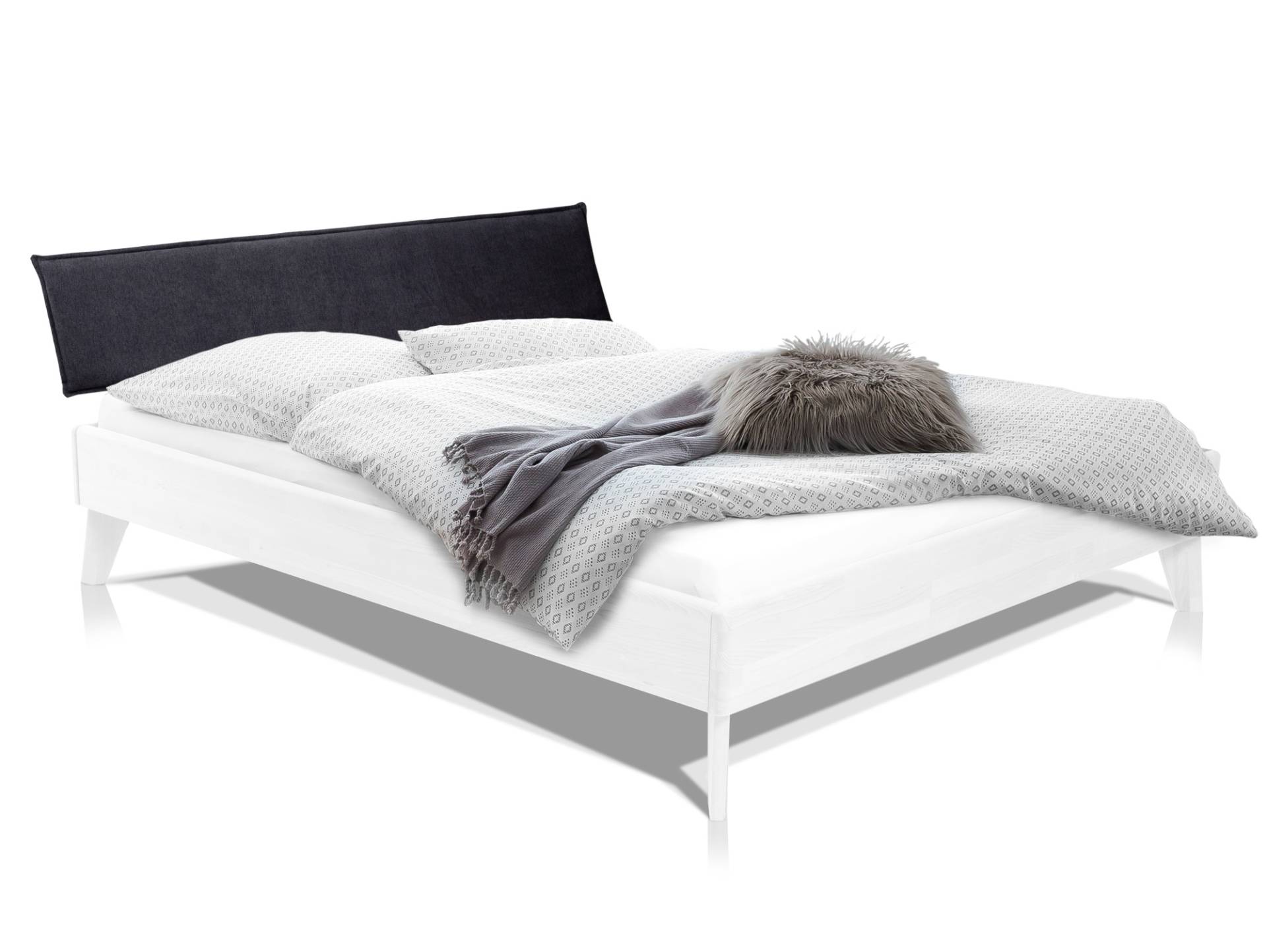 CALIDO 4-Fuß-Bett mit Kopfteil, Material Massivholz, Buche weiss lackiert von Möbel-Eins