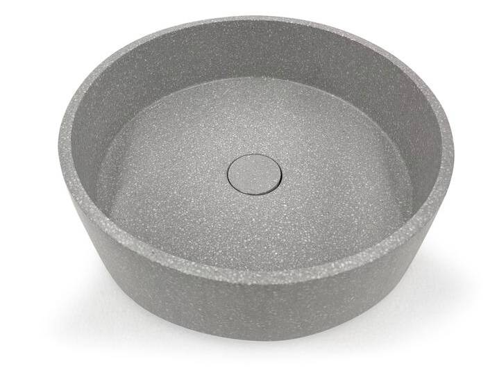 CALOS Aufsatzwaschbecken, Material Terrazzo, rund, hellgrau von Möbel-Eins