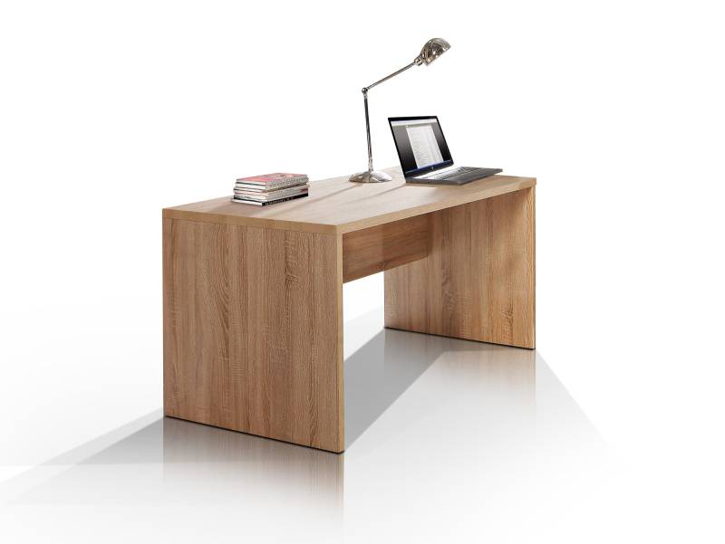 CAMILLO Schreibtisch 140 cm breit, Material Dekorspanplatte, Eiche sonomafarbig von Möbel-Eins