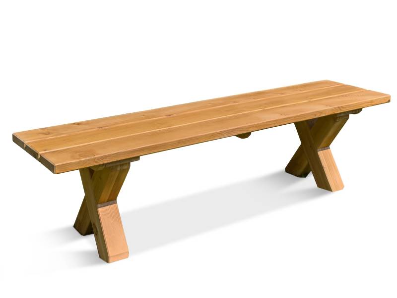 CANCUN Sitzbank  /  Gartenbank mit X-Beinen, Material Massivholz, Lärche natur von Möbel-Eins