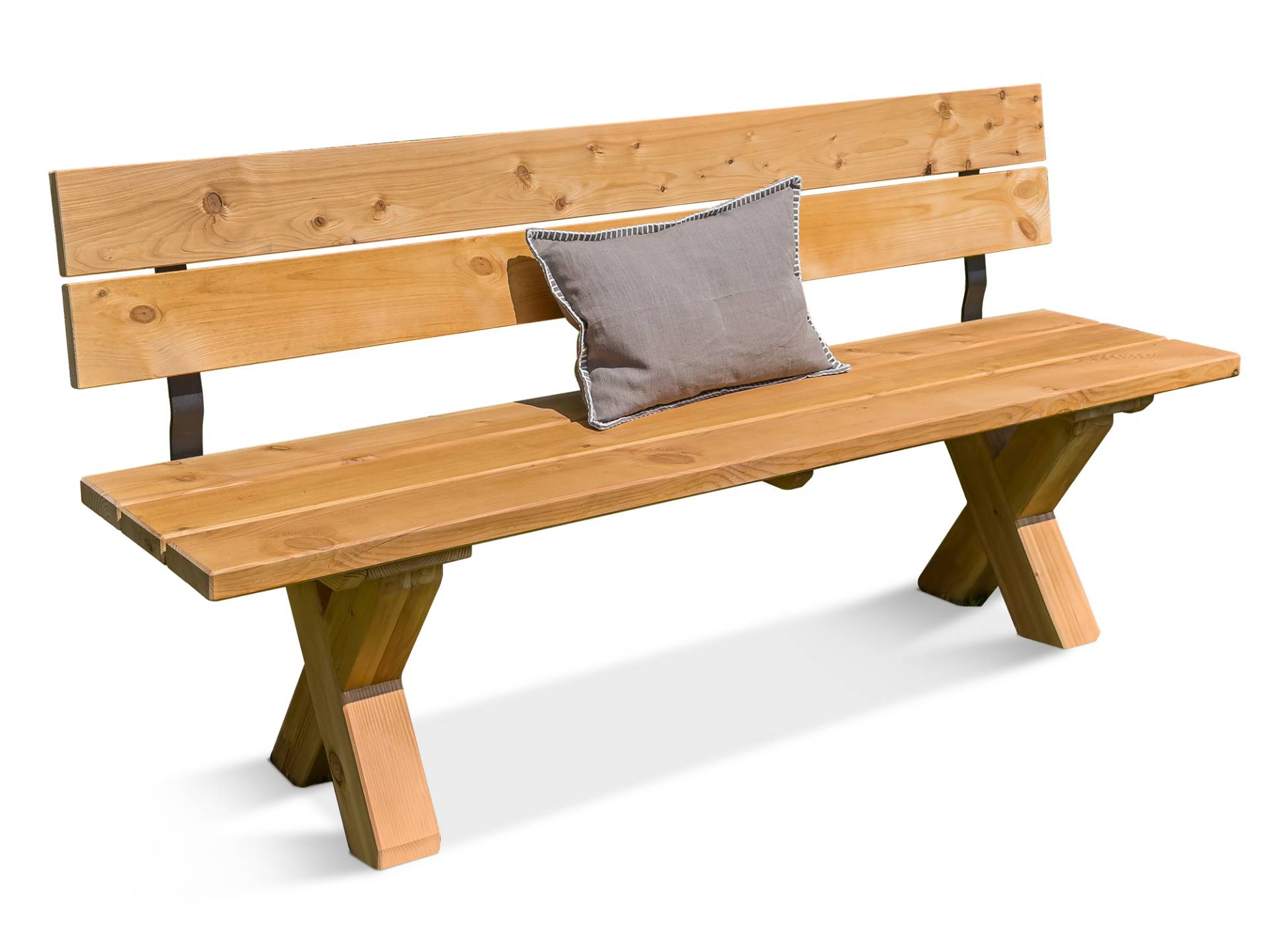CANCUN Sitzbank  /  Gartenbank mit X-Beinen, Material Massivholz, Lärche natur von Möbel-Eins