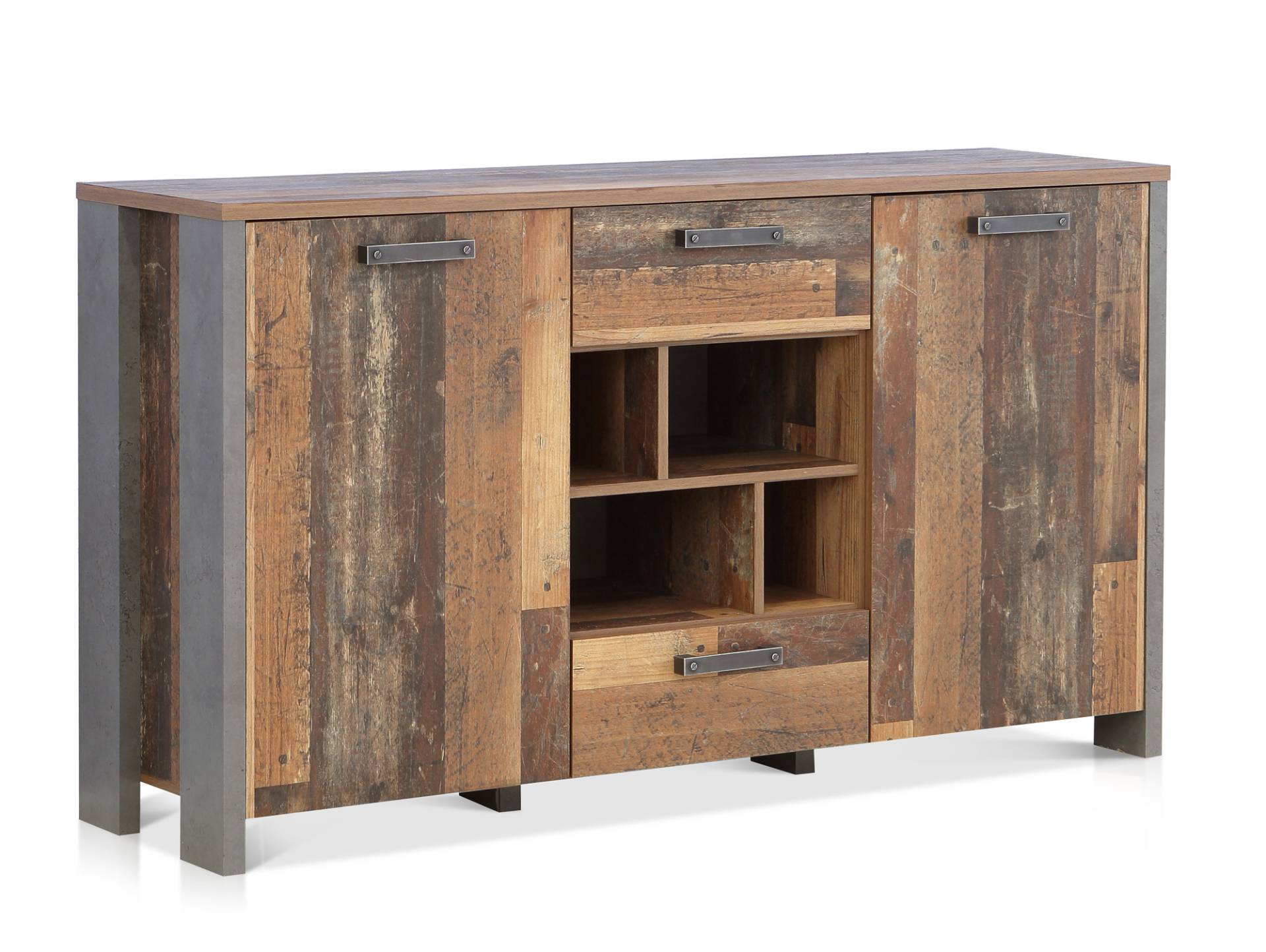 CASSIA Sideboard II, Material Dekorspanplatte, Old Wood Vintage / betonfarbig von Möbel-Eins