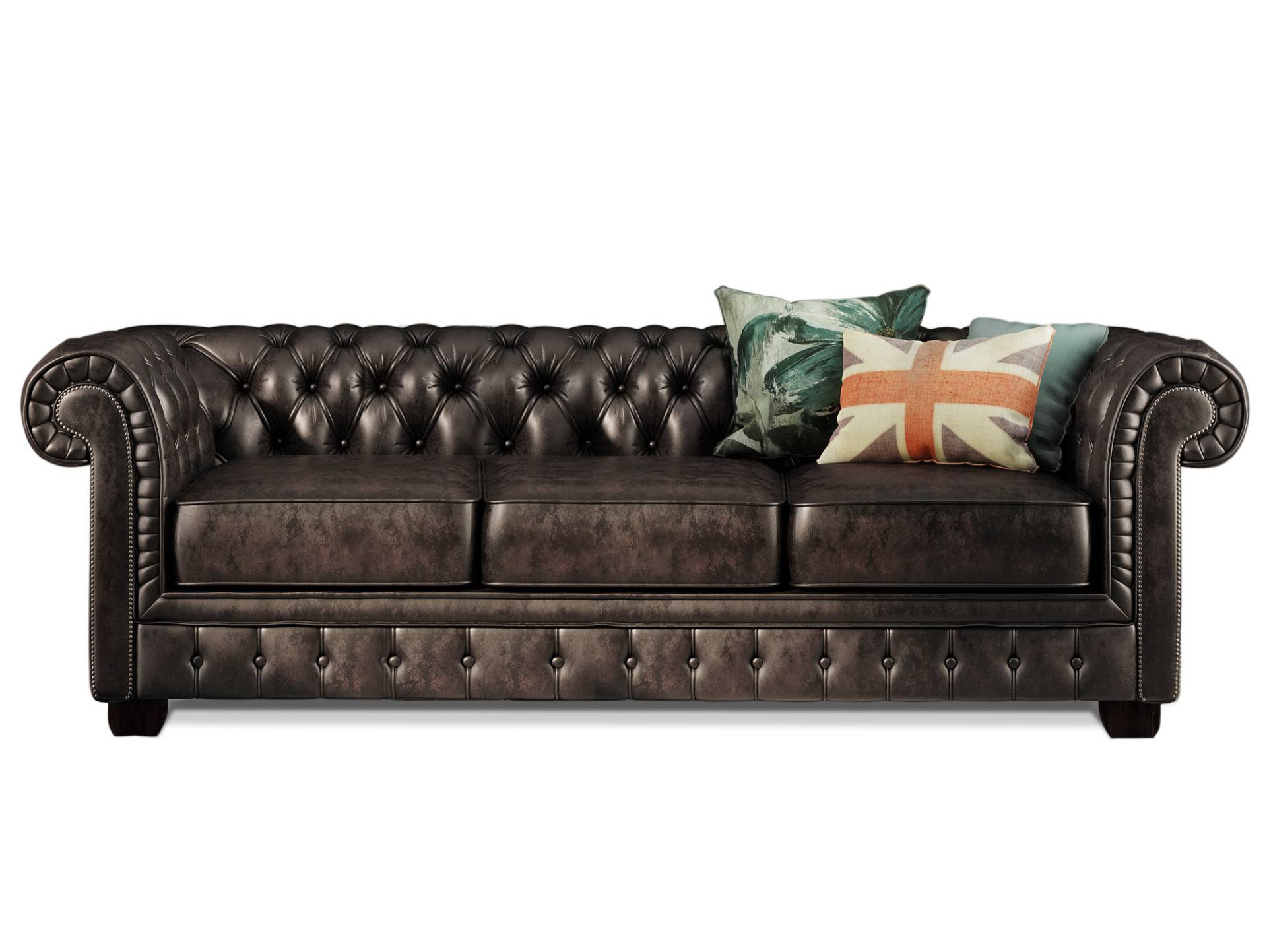 CHESTERFIELD Echtleder 3-Sitzer Sofa BRADFORD, antikbraun von Möbel-Eins