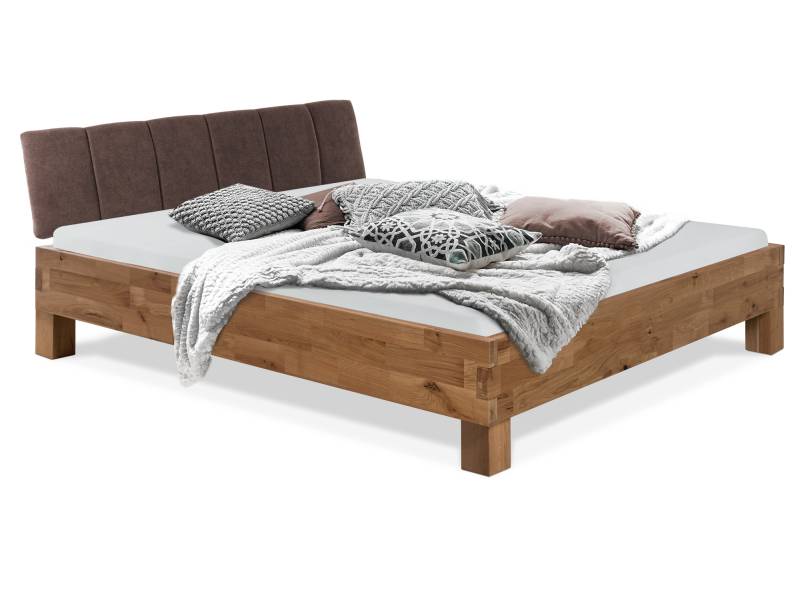 CORDINO 4-Fuß-Bett aus Eiche mit Polsterkopfteil, Material Massivholz von Möbel-Eins