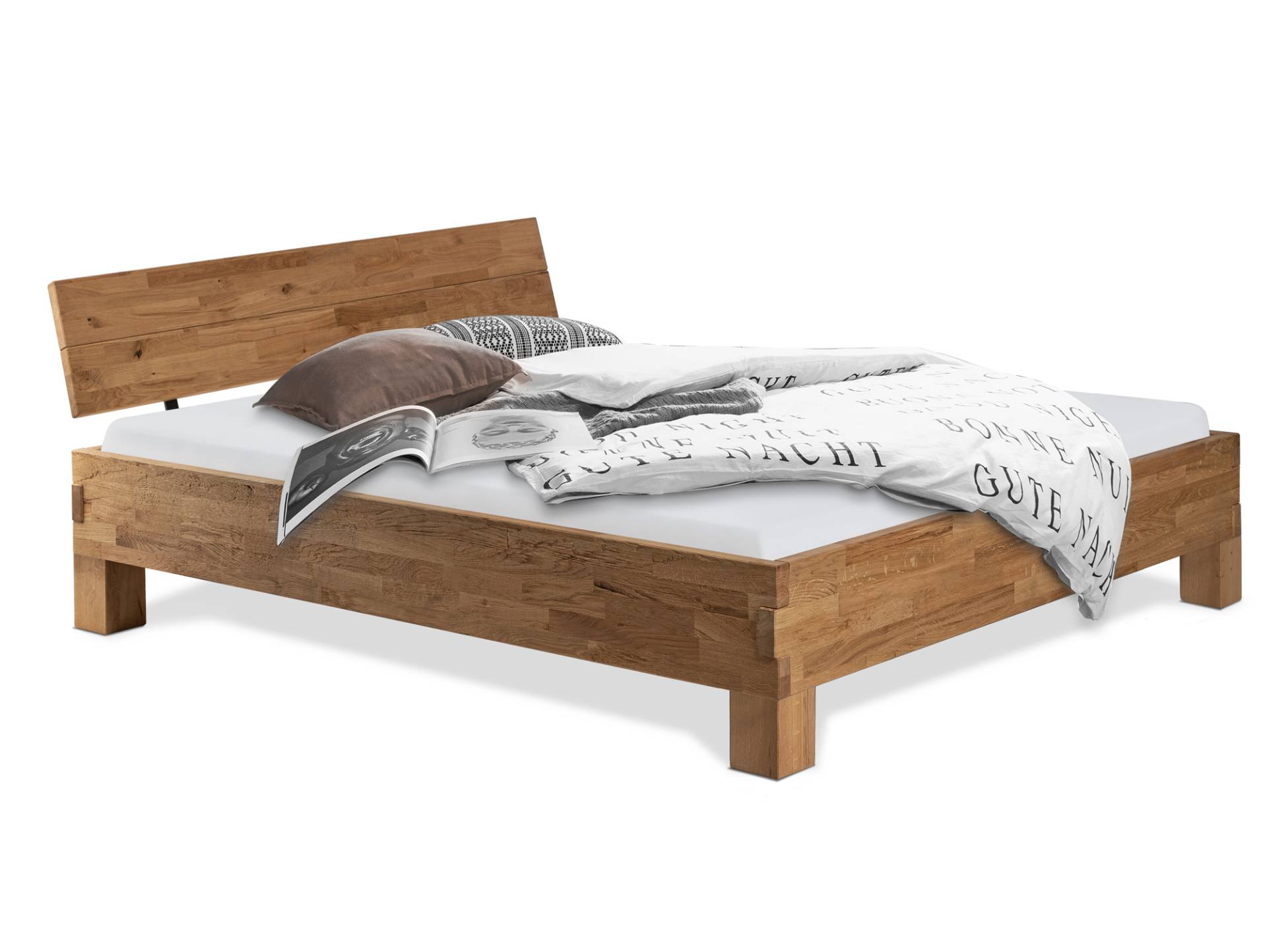 CORDINO 4-Fuß-Bett aus Eiche, Material Massivholz, mit / ohne Kopfteil von Möbel-Eins