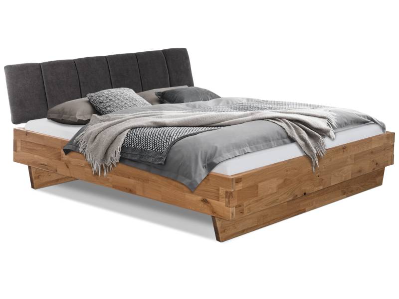 CORDINO Wangenbett aus Eiche mit Polsterkopfteil, Material Massivholz von Möbel-Eins