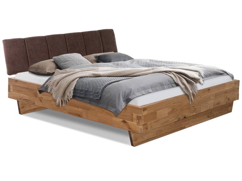 CORDINO Wangenbett aus Eiche mit Polsterkopfteil, Material Massivholz von Möbel-Eins