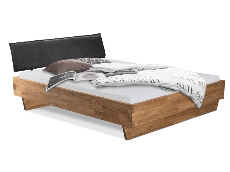 CORDINO Wangenbett aus Eiche mit Polsterkopfteil, Material Massivholz von Möbel-Eins