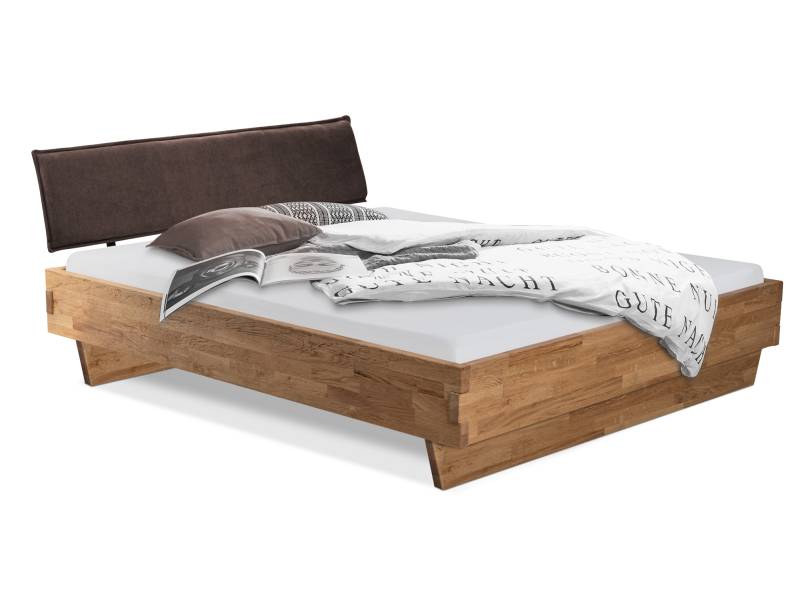 CORDINO Wangenbett aus Eiche mit Polsterkopfteil, Material Massivholz von Möbel-Eins