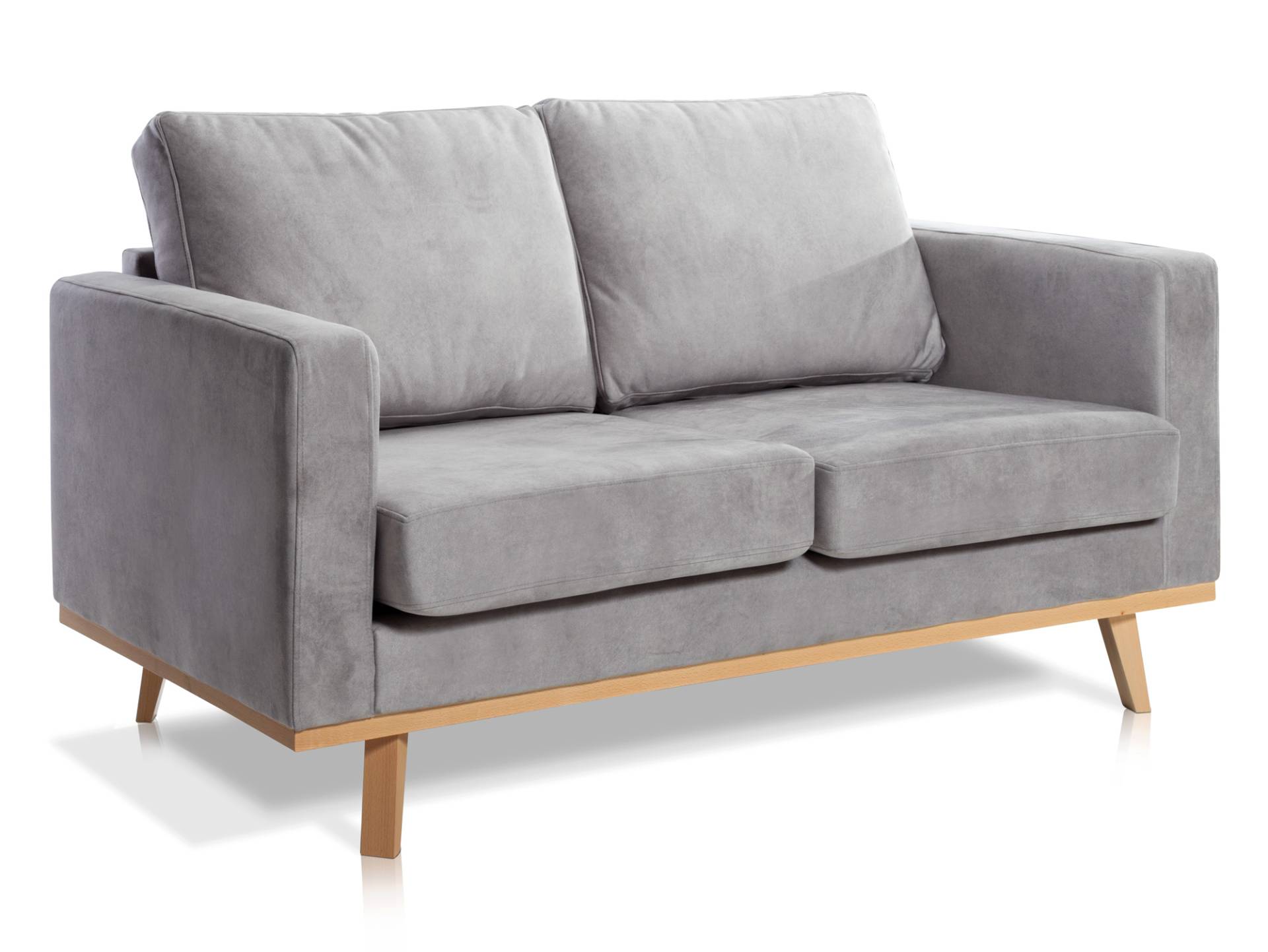 CORIN 2-Sitzer Sofa mit Echtholz-Untergestell, Bezug in Velour-Optik von Möbel-Eins