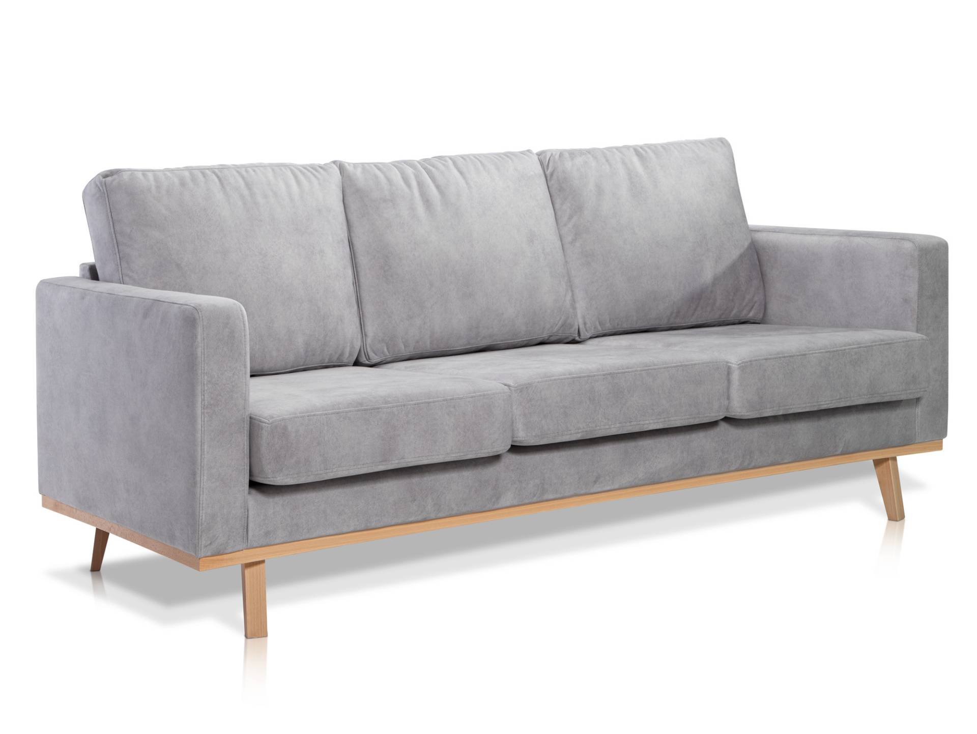 CORIN 3-Sitzer Sofa mit Echtholz-Untergestell, Bezug in Velour-Optik von Möbel-Eins
