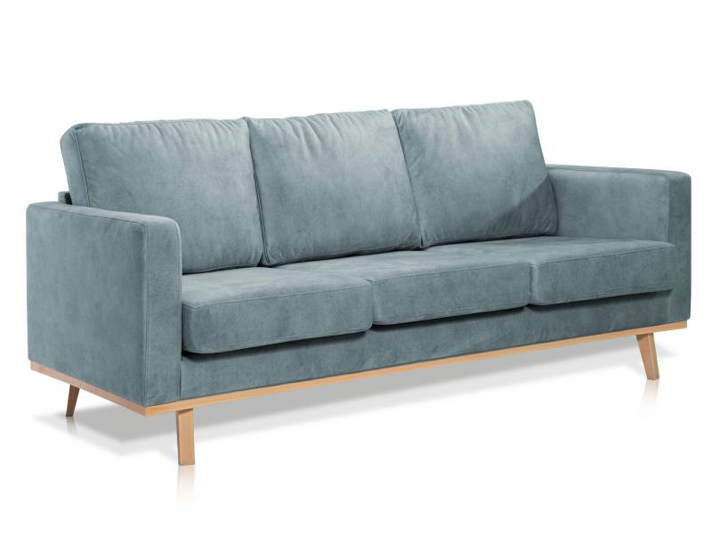 CORIN 3-Sitzer Sofa mit Echtholz-Untergestell, Bezug in Velour-Optik von Möbel-Eins