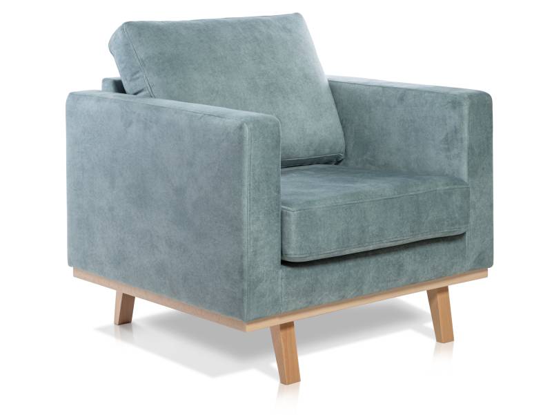 CORIN Sessel mit Echtholz-Untergestell, Bezug in Velour-Optik von Möbel-Eins