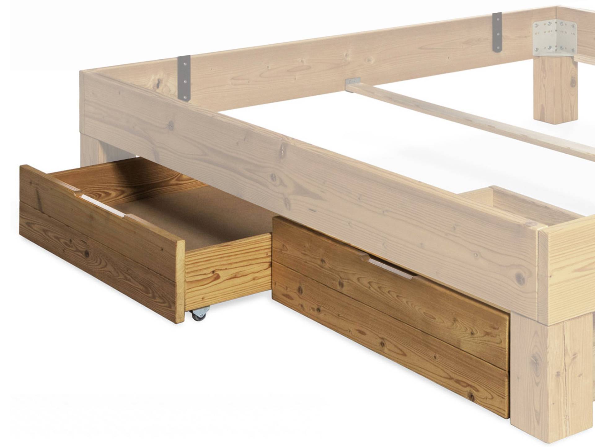 CURBY 2er Set Bettschubladen für 4-Fuß-Bett | Material Massivholz, Thermo-Fichte, NATUR CURBY 2er Set Bettschubladen für 4-Fuß-Bett | Material Massivholz, Thermo-Fichte, NATUR von Möbel-Eins