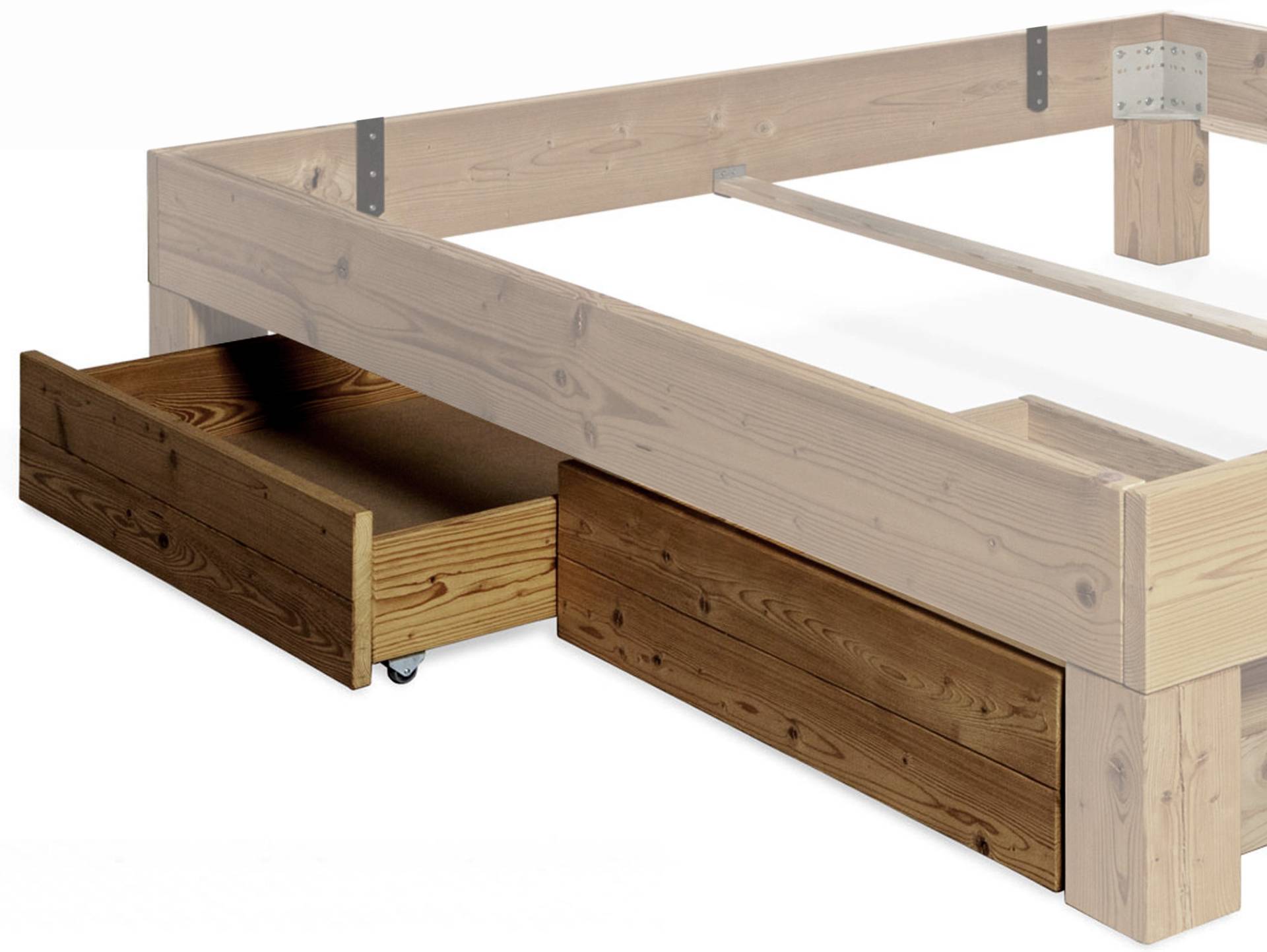 CURBY 2er Set Bettschubladen für 4-Fuß-Bett | Material Massivholz, Thermo-Fichte, VINTAGE CURBY 2er Set Bettschubladen für 4-Fuß-Bett | Material Massivholz, Thermo-Fichte, VINTAGE von Möbel-Eins
