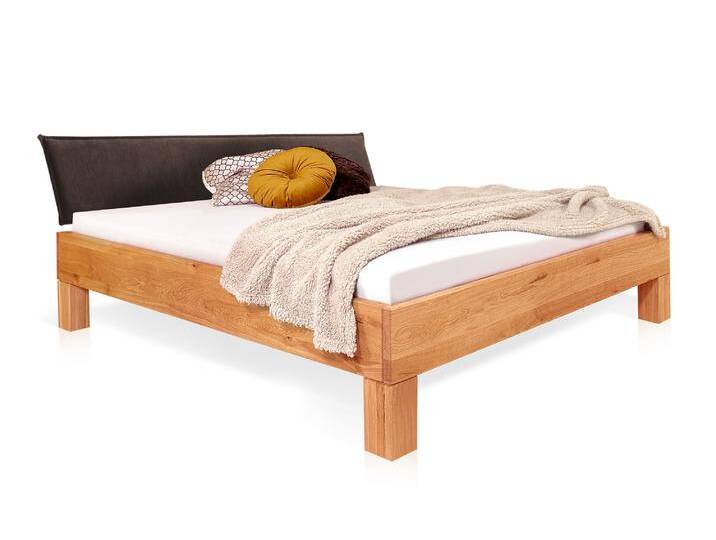 DAKONA 4-Fuß-Massivholzbett mit Polsterkopfteil, 90 x 200 cm DAKONA 4-Fuß-Massivholzbett mit Polsterkopfteil, 90 x 200 cm von Möbel-Eins