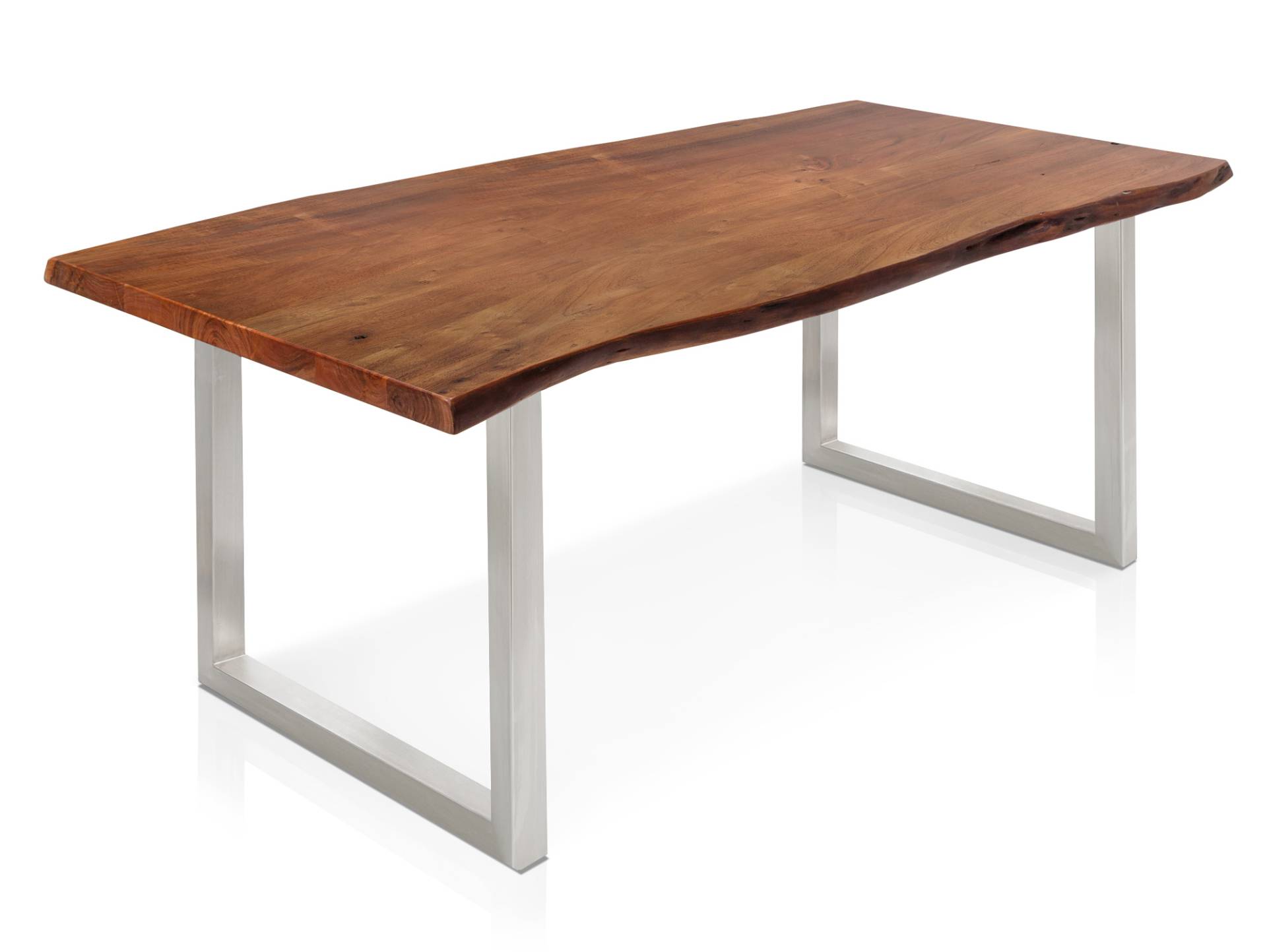 DALIN Baumkante Esstisch, Material Massivholz / Metall, Akazie lackiert von Möbel-Eins