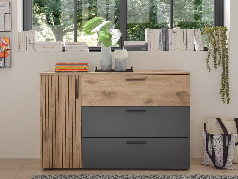 DETROIT Kommode, Material Dekorspanplatte, graphit / Eiche hell Nachbildung DETROIT Kommode, Material Dekorspanplatte, graphit / Eiche hell Nachbildung von Möbel-Eins