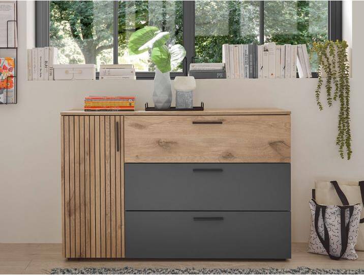 DETROIT Kommode, Material Dekorspanplatte, graphit / Eiche DETROIT Kommode, Material Dekorspanplatte, graphit / Eiche von Möbel-Eins
