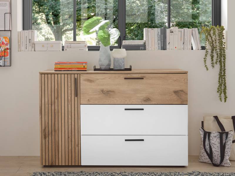 DOMENICO Kommode, Material Dekorspanplatte, weiß / Eiche hell Nachbildung DOMENICO Kommode, Material Dekorspanplatte, weiß / Eiche hell Nachbildung von Möbel-Eins