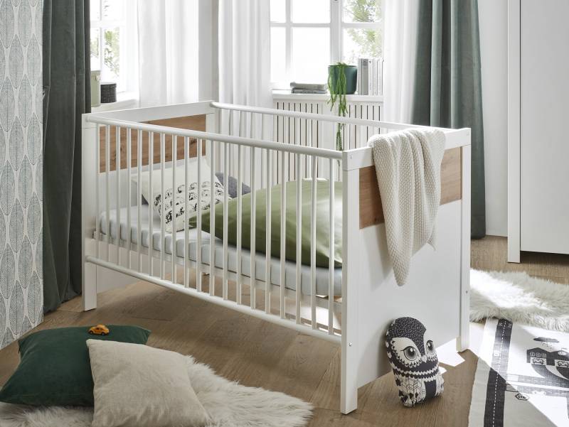 FABI Babybett 70x140 cm, Material Spanplatte, weiß / Artisan Eichefarbig FABI Babybett 70x140 cm, Material Spanplatte, weiß / Artisan Eichefarbig von Möbel-Eins