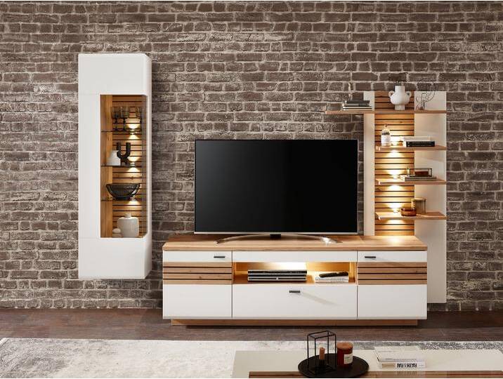 FABINA Wohnwand, Material Dekorspanplatte, Eiche Artisan von Möbel-Eins