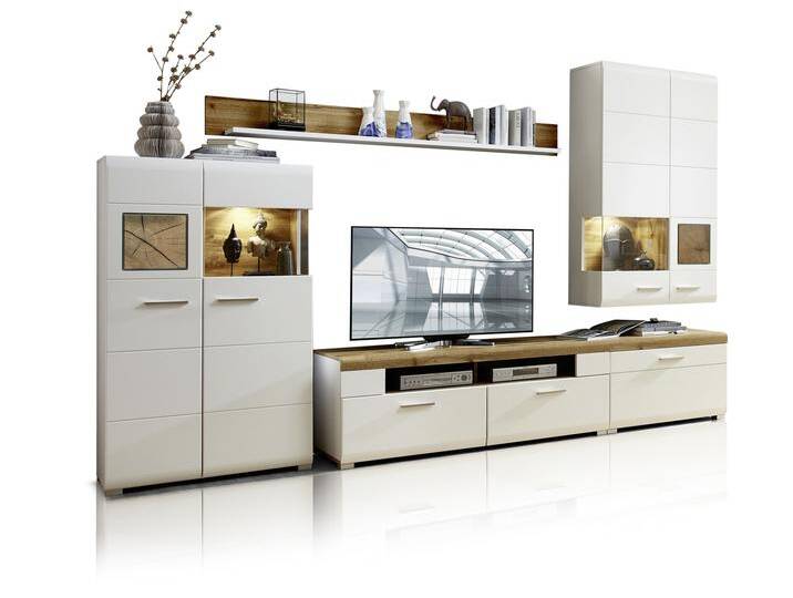 FELIPA I Wohnwand, Material MDF, weiss / Hirnholz eichefarbig FELIPA I Wohnwand, Material MDF, weiss / Hirnholz eichefarbig von Möbel-Eins