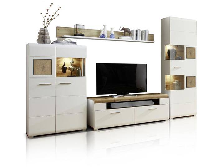 FELIPA II Wohnwand, Material MDF, weiss / Hirnholz eichefarbig FELIPA II Wohnwand, Material MDF, weiss / Hirnholz eichefarbig von Möbel-Eins