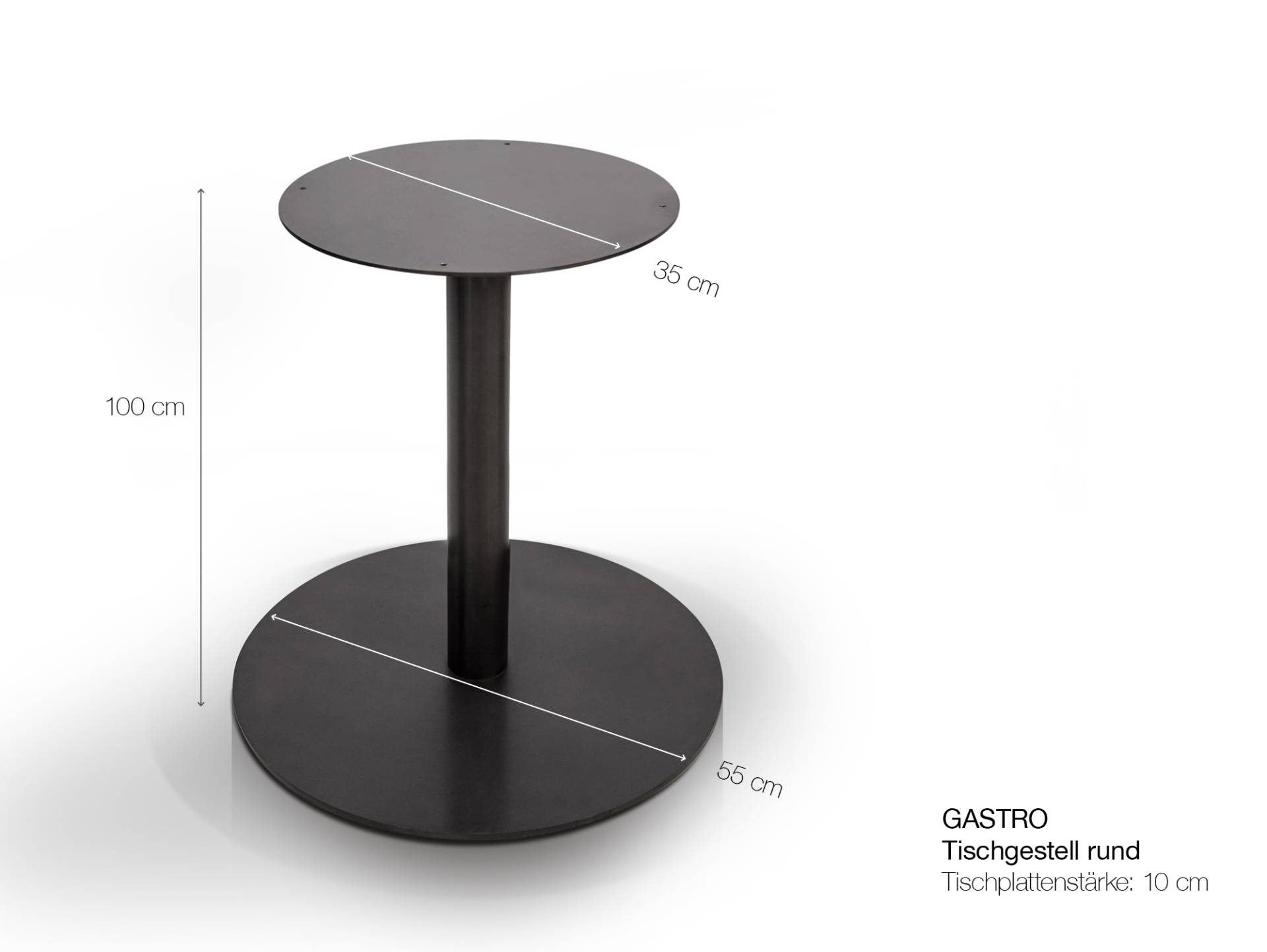 GASTRO Esstisch rund, Material Massivholz / Metall, Eiche lackiert von Möbel-Eins