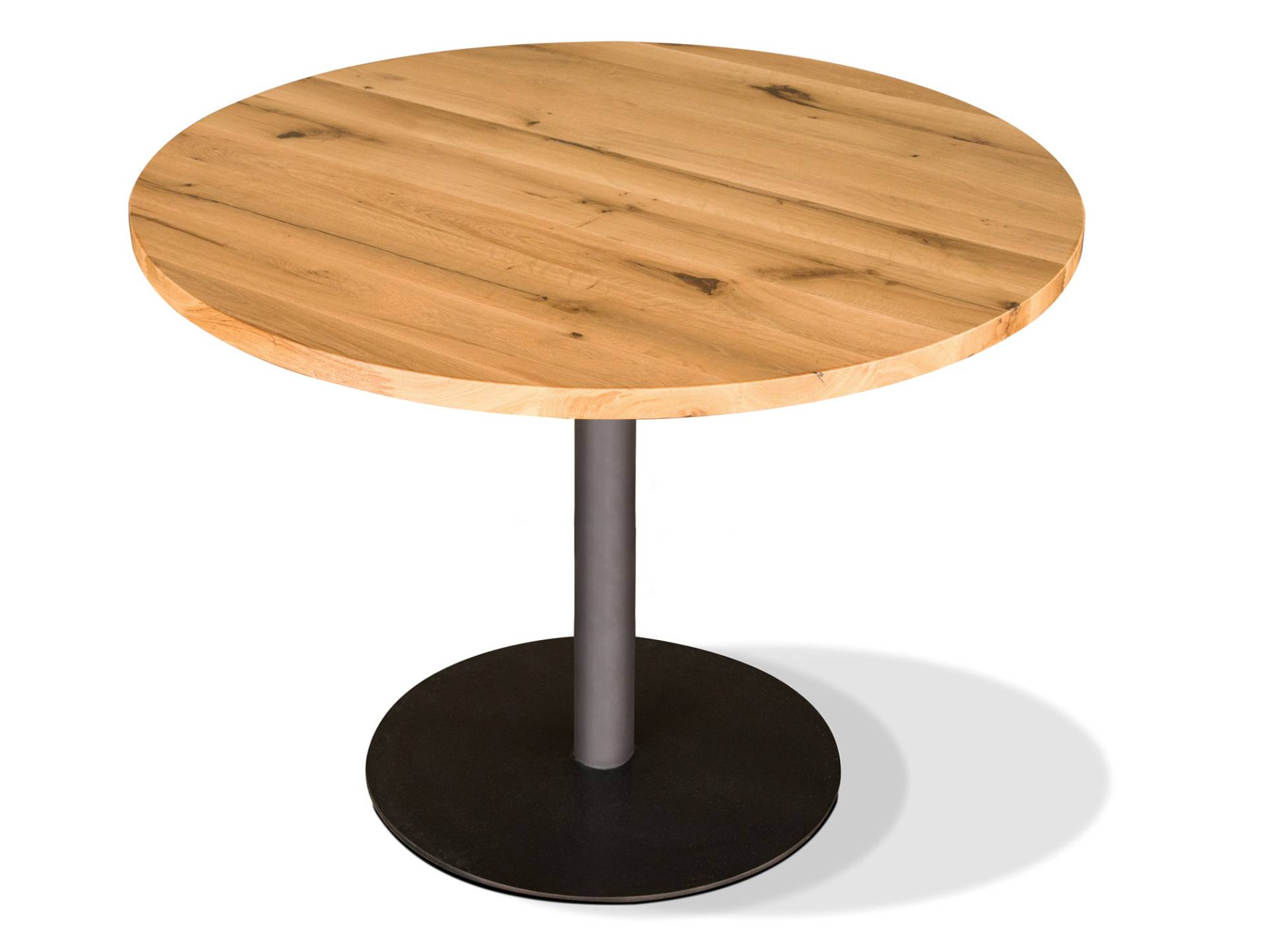 GASTRO Esstisch rund, Material Massivholz / Metall, Eiche lackiert von Möbel-Eins