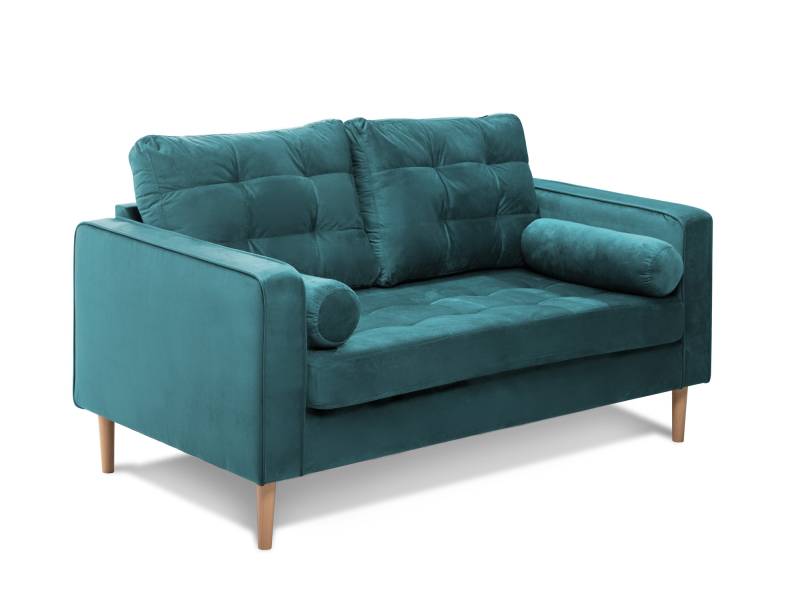 GLAMMI 2-Sitzer Sofa mit Samtbezug, Füße Buche massiv von Möbel-Eins