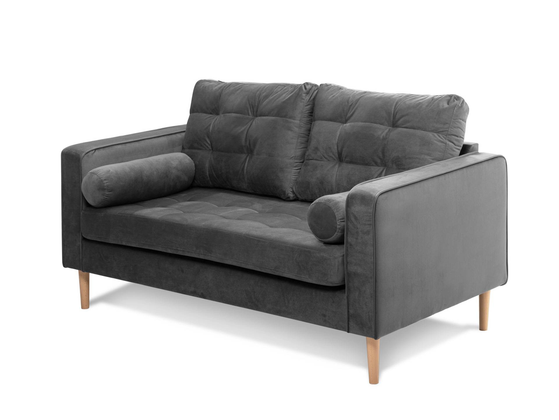 GLAMMI 2-Sitzer Sofa mit Samtbezug, Füße Buche massiv von Möbel-Eins