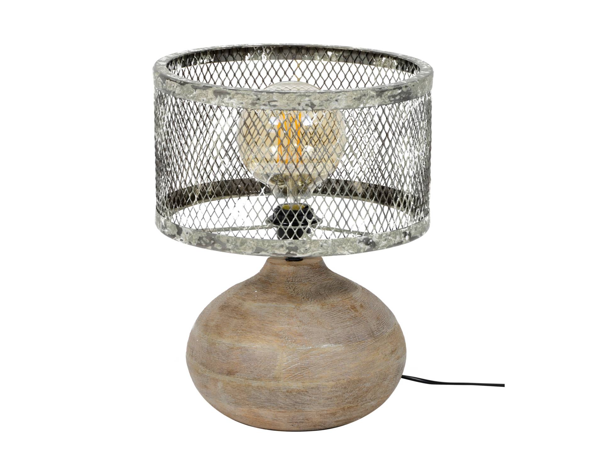 GREMI Tischlampe klein Gitterschirm mit Holzfuß von Möbel-Eins