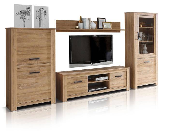 HUDSON Wohnwand, Material Dekorspanplatte, alteichefarbig HUDSON Wohnwand, Material Dekorspanplatte, alteichefarbig von Möbel-Eins