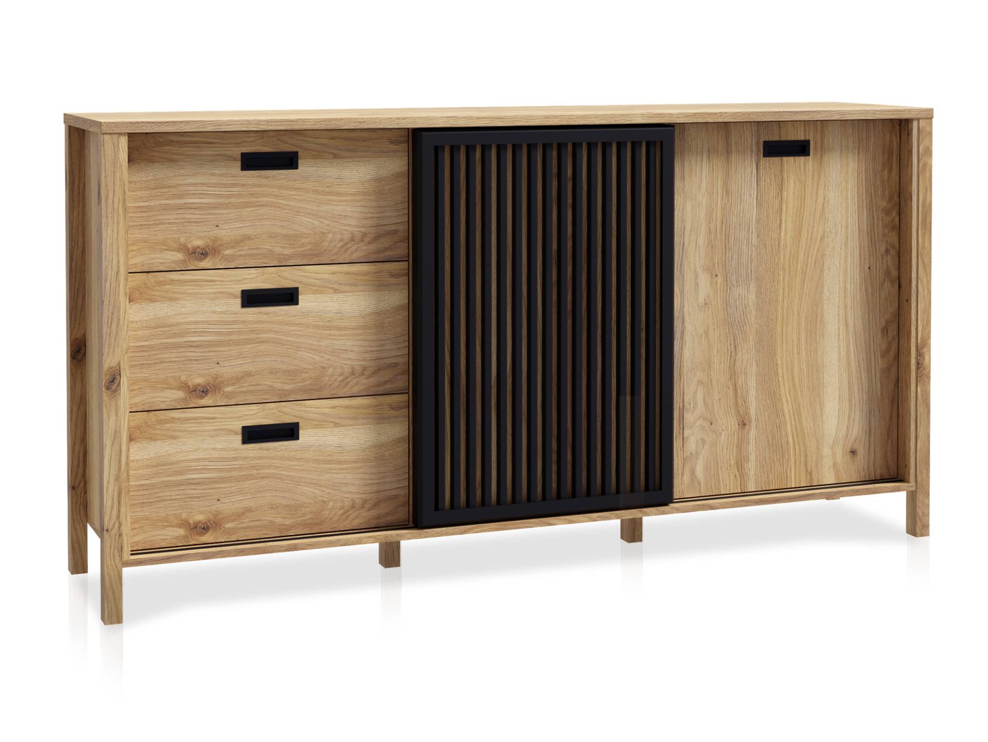 JACCO Sideboard, Material Spanplatte, Mauvella Eiche Nachbildung / schwarz von Möbel-Eins