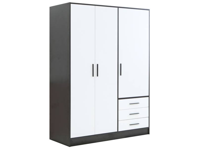 JAMI Kleiderschrank 3-trg mit 3 Schubkästen, Material Dekorspanplatte von Möbel-Eins